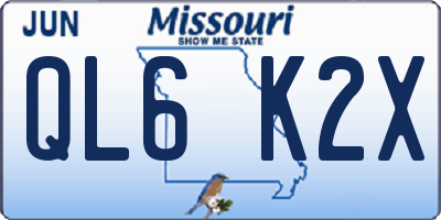 MO license plate QL6K2X