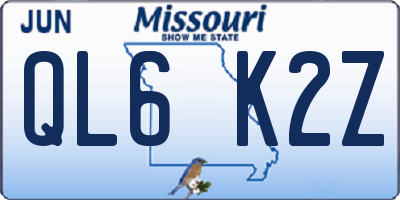 MO license plate QL6K2Z