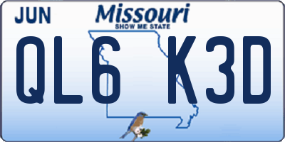 MO license plate QL6K3D