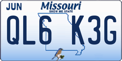 MO license plate QL6K3G