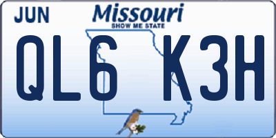 MO license plate QL6K3H