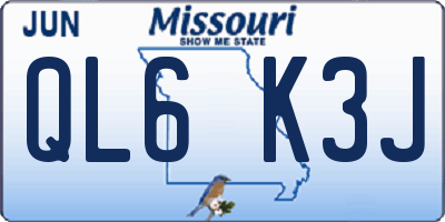 MO license plate QL6K3J