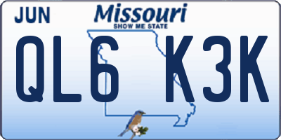 MO license plate QL6K3K