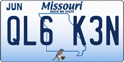 MO license plate QL6K3N