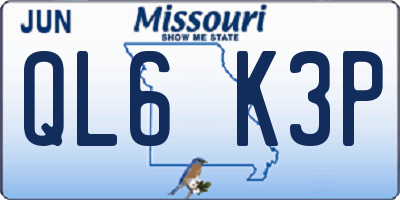 MO license plate QL6K3P