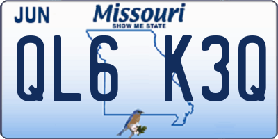 MO license plate QL6K3Q