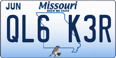 MO license plate QL6K3R