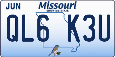 MO license plate QL6K3U