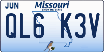MO license plate QL6K3V