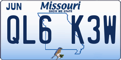 MO license plate QL6K3W
