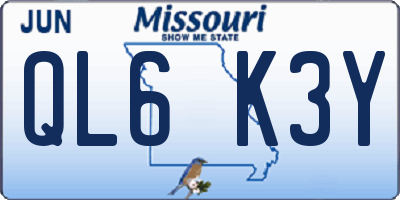 MO license plate QL6K3Y