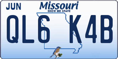 MO license plate QL6K4B