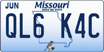 MO license plate QL6K4C