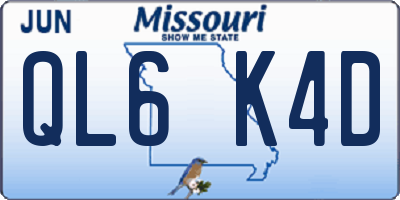 MO license plate QL6K4D