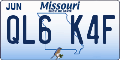 MO license plate QL6K4F