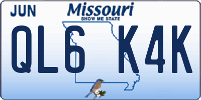 MO license plate QL6K4K