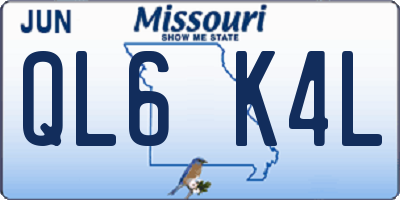 MO license plate QL6K4L