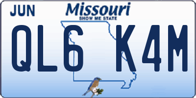 MO license plate QL6K4M