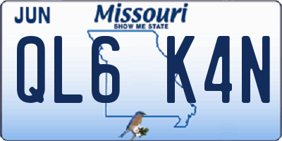MO license plate QL6K4N