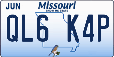 MO license plate QL6K4P