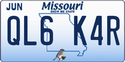 MO license plate QL6K4R