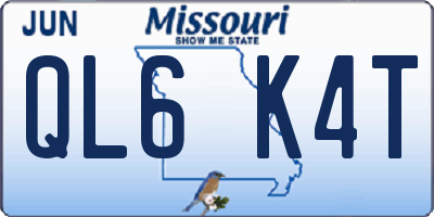 MO license plate QL6K4T