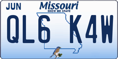 MO license plate QL6K4W