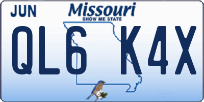 MO license plate QL6K4X