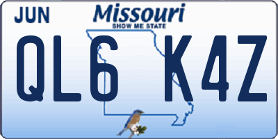 MO license plate QL6K4Z