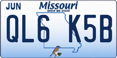 MO license plate QL6K5B