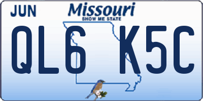 MO license plate QL6K5C