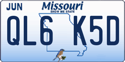 MO license plate QL6K5D