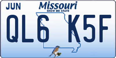 MO license plate QL6K5F