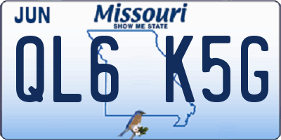MO license plate QL6K5G