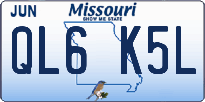 MO license plate QL6K5L