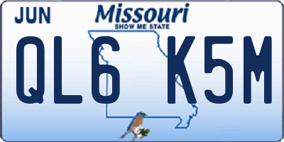 MO license plate QL6K5M
