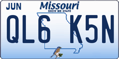 MO license plate QL6K5N