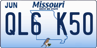 MO license plate QL6K5O