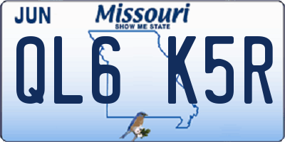MO license plate QL6K5R