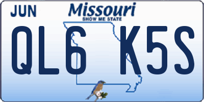 MO license plate QL6K5S
