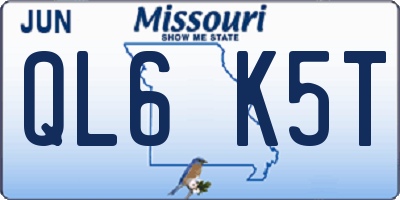 MO license plate QL6K5T
