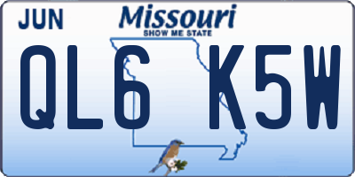 MO license plate QL6K5W