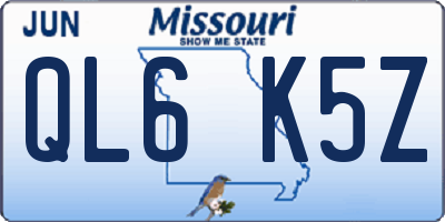 MO license plate QL6K5Z