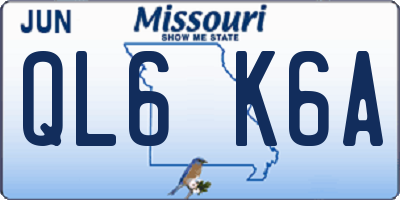 MO license plate QL6K6A