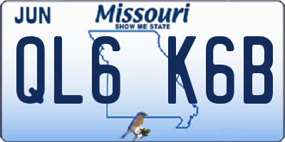 MO license plate QL6K6B