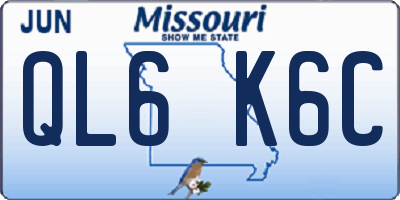 MO license plate QL6K6C