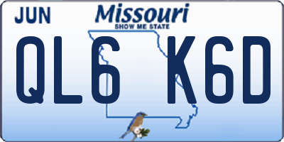 MO license plate QL6K6D
