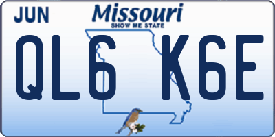 MO license plate QL6K6E