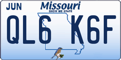 MO license plate QL6K6F