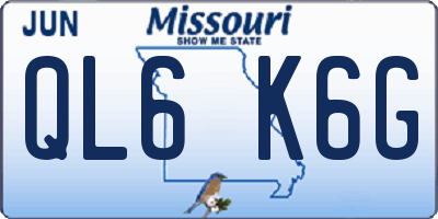 MO license plate QL6K6G